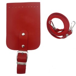 Angel Çanta Aksesuar Tokalı Kapak Aparatlı Suni Deri Çanta Seti Kırmızı - Angel Çanta Aksesuar