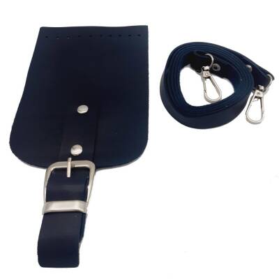 Angel Çanta Aksesuar Tokalı Kapak Aparatlı Suni Deri Çanta Seti Lacivert - 2