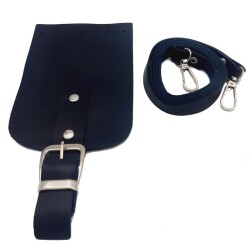 Angel Çanta Aksesuar Tokalı Kapak Aparatlı Suni Deri Çanta Seti Lacivert - 2