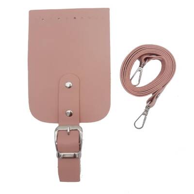 Angel Çanta Aksesuar Tokalı Kapak Aparatlı Suni Deri Çanta Seti Pudra - 1