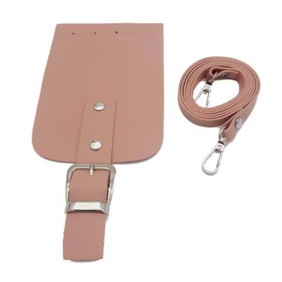 Angel Çanta Aksesuar Tokalı Kapak Aparatlı Suni Deri Çanta Seti Pudra - 2