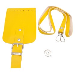 Angel Çanta Aksesuar Tokalı Kapak Aparatlı Suni Deri Çanta Seti Sarı Renk - 2