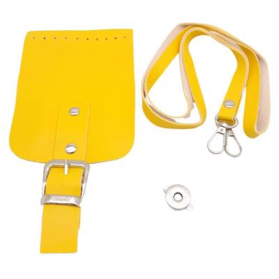 Angel Çanta Aksesuar Tokalı Kapak Aparatlı Suni Deri Çanta Seti Sarı Renk - 2