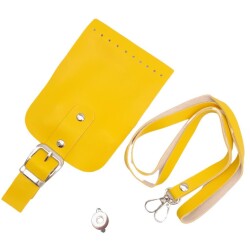 Angel Çanta Aksesuar Tokalı Kapak Aparatlı Suni Deri Çanta Seti Sarı Renk - 3