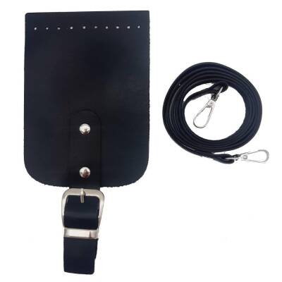 Angel Çanta Aksesuar Tokalı Kapak Aparatlı Suni Deri Çanta Seti Siyah - 1