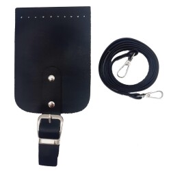 Angel Çanta Aksesuar Tokalı Kapak Aparatlı Suni Deri Çanta Seti Siyah - Angel Çanta Aksesuar