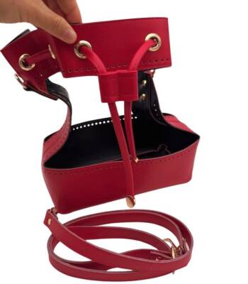 Angel Çanta Aksesuar Torba Model Çanta Yapım Aparatı Kırmızı Renk Light Gold Metalli - 5