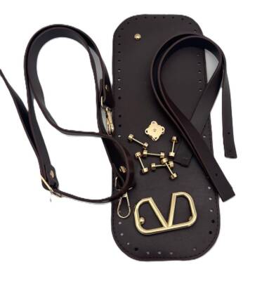 Angel Çanta Aksesuar V Marka Çanta Yapım Seti Koyu Kahve Renk - 1