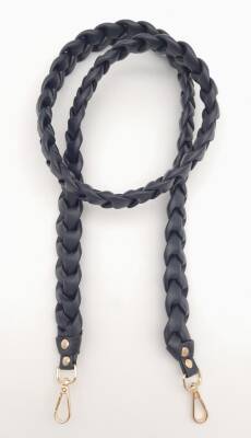 Angel Çanta Aksesuar 135 cm Örgü Model Lacivert Renk Suni Deri Çanta Sapı Light Gold Metalli - 1