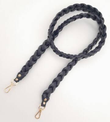 Angel Çanta Aksesuar 135 cm Örgü Model Lacivert Renk Suni Deri Çanta Sapı Light Gold Metalli - 2