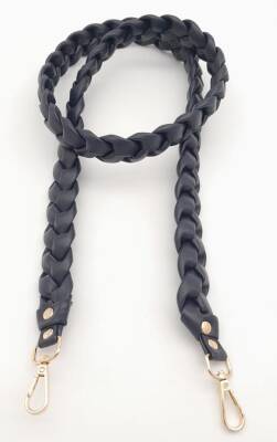 Angel Çanta Aksesuar 135 cm Örgü Model Lacivert Renk Suni Deri Çanta Sapı Light Gold Metalli - 3