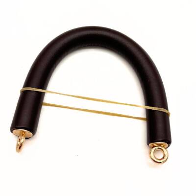 Angel Çanta Aksesuar 27 cm Rulo Model Suni Deri Koyu Kahve Çanta Sapı Light Gold Metalli - 1