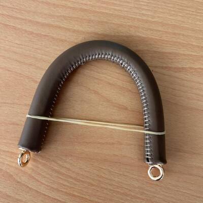 Angel Çanta Aksesuar 27 cm Rulo Model Suni Deri Koyu Vizon Çanta Sapı Light Gold Metalli - 1