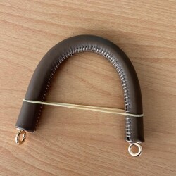 Angel Çanta Aksesuar 27 cm Rulo Model Suni Deri Koyu Vizon Çanta Sapı Light Gold Metalli - Angel Çanta Aksesuar