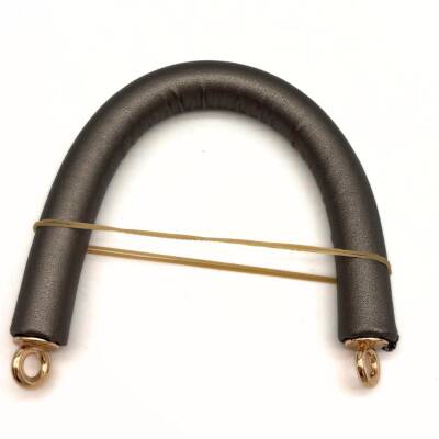 Angel Çanta Aksesuar 27 cm Rulo Model Suni Deri Parlak Gri Çanta Sapı Light Gold Metalli - 1