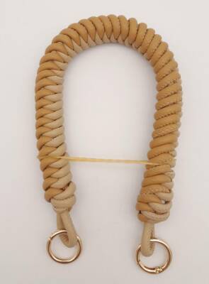 Angel Çanta Aksesuar 42 cm Bej Sütlü Kahve Renk Örgü Model Suni Deri Çanta Sapı Light Gold Metalli - 1