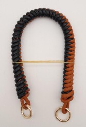 Angel Çanta Aksesuar 42 cm Taba Siyah Renk Örgü Model Suni Deri Çanta Sapı Light Gold Metalli - Angel Çanta Aksesuar