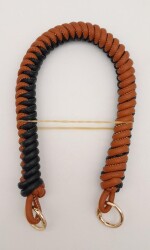 Angel Çanta Aksesuar 42 cm Taba Siyah Renk Örgü Model Suni Deri Çanta Sapı Light Gold Metalli - 2