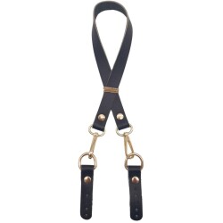 Angel Çanta Aksesuar 60x1.5 cm Gerçek Deri Siyah Renk Çanta Sapı Light Gold Metalli - Angel Çanta Aksesuar