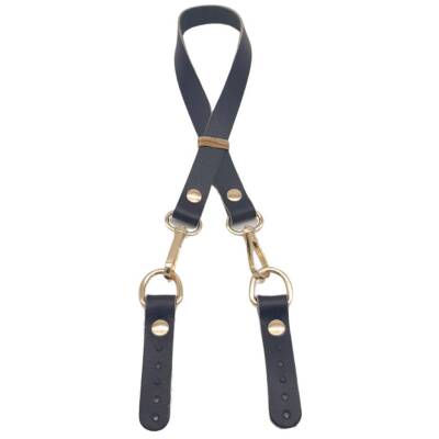 Angel Çanta Aksesuar 60x1.5 cm Gerçek Deri Siyah Renk Çanta Sapı Light Gold Metalli - 2