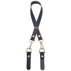 Angel Çanta Aksesuar 60x1.5 cm Gerçek Deri Siyah Renk Çanta Sapı Light Gold Metalli - 4