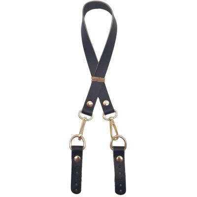 Angel Çanta Aksesuar 60x1.5 cm Gerçek Deri Siyah Renk Çanta Sapı Light Gold Metalli - 1