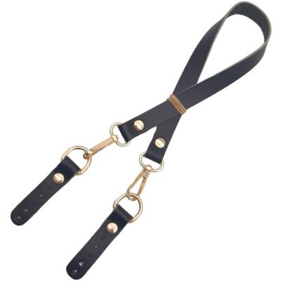 Angel Çanta Aksesuar 60x1.5 cm Gerçek Deri Siyah Renk Çanta Sapı Light Gold Metalli - 3