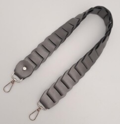 Angel Çanta Aksesuar 62 cm Yassı Örgü Model Suni Deri Gri Çanta Sapı Gümüş Metalli - 2