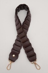 Angel Çanta Aksesuar 62 cm Yassı Örgü Model Suni Deri Kahverengi Çanta Sapı Light Gold Metalli - 2