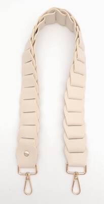 Angel Çanta Aksesuar 62 cm Yassı Örgü Model Suni Deri Krem Çanta Sapı Light Gold Metalli - 1
