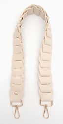 Angel Çanta Aksesuar 62 cm Yassı Örgü Model Suni Deri Krem Çanta Sapı Light Gold Metalli - Angel Çanta Aksesuar