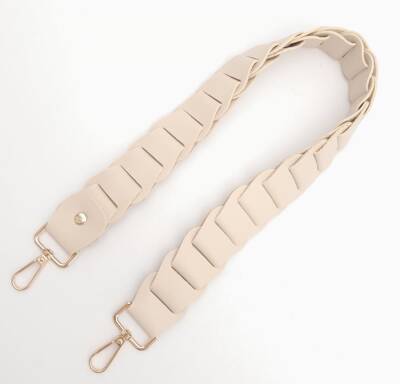 Angel Çanta Aksesuar 62 cm Yassı Örgü Model Suni Deri Krem Çanta Sapı Light Gold Metalli - 2