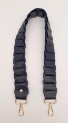 Angel Çanta Aksesuar 62 cm Yassı Örgü Model Suni Deri Lacivert Çanta Sapı Light Gold Metalli - Angel Çanta Aksesuar