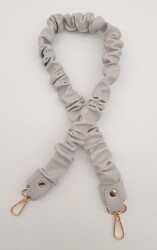 Angel Çanta Aksesuar 70 cm Büzgü Model Suni Deri Açık Gri Renk Çanta Sapı Light Gold Metalli - Angel Çanta Aksesuar