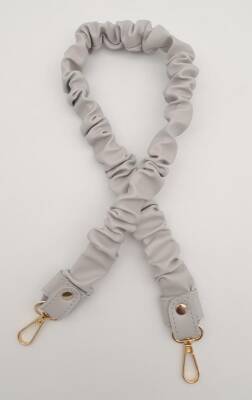 Angel Çanta Aksesuar 70 cm Büzgü Model Suni Deri Açık Gri Renk Çanta Sapı Light Gold Metalli - 1