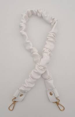 Angel Çanta Aksesuar 70 cm Büzgü Model Suni Deri Beyaz Renk Çanta Sapı Light Gold Metalli - 1