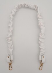 Angel Çanta Aksesuar 70 cm Büzgü Model Suni Deri Beyaz Renk Çanta Sapı Light Gold Metalli - 2