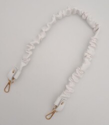 Angel Çanta Aksesuar 70 cm Büzgü Model Suni Deri Beyaz Renk Çanta Sapı Light Gold Metalli - 4