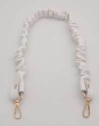 Angel Çanta Aksesuar 70 cm Büzgü Model Suni Deri Beyaz Renk Çanta Sapı Light Gold Metalli - 3