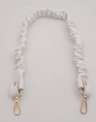 Angel Çanta Aksesuar 70 cm Büzgü Model Suni Deri Beyaz Renk Çanta Sapı Light Gold Metalli - 3