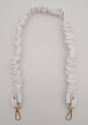 Angel Çanta Aksesuar 70 cm Büzgü Model Suni Deri Beyaz Renk Çanta Sapı Light Gold Metalli - 2