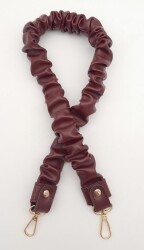 Angel Çanta Aksesuar 70 cm Büzgü Model Suni Deri Bordo Renk Çanta Sapı Light Gold Metalli - Angel Çanta Aksesuar