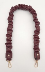 Angel Çanta Aksesuar 70 cm Büzgü Model Suni Deri Bordo Renk Çanta Sapı Light Gold Metalli - 2