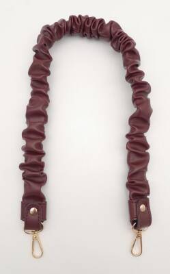 Angel Çanta Aksesuar 70 cm Büzgü Model Suni Deri Bordo Renk Çanta Sapı Light Gold Metalli - 2