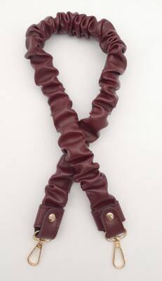 Angel Çanta Aksesuar 70 cm Büzgü Model Suni Deri Bordo Renk Çanta Sapı Light Gold Metalli - 1