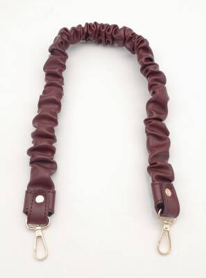 Angel Çanta Aksesuar 70 cm Büzgü Model Suni Deri Bordo Renk Çanta Sapı Light Gold Metalli - 3