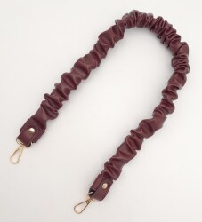 Angel Çanta Aksesuar 70 cm Büzgü Model Suni Deri Bordo Renk Çanta Sapı Light Gold Metalli - 4