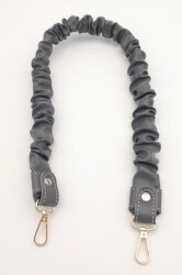 Angel Çanta Aksesuar 70 cm Büzgü Model Suni Deri Gri Renk Çanta Sapı Light Gold Metalli - 3