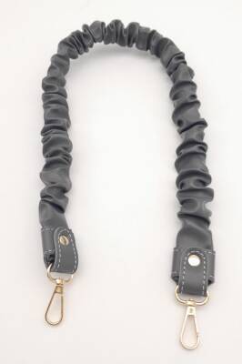 Angel Çanta Aksesuar 70 cm Büzgü Model Suni Deri Gri Renk Çanta Sapı Light Gold Metalli - 3