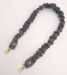 Angel Çanta Aksesuar 70 cm Büzgü Model Suni Deri Gri Renk Çanta Sapı Light Gold Metalli - 4